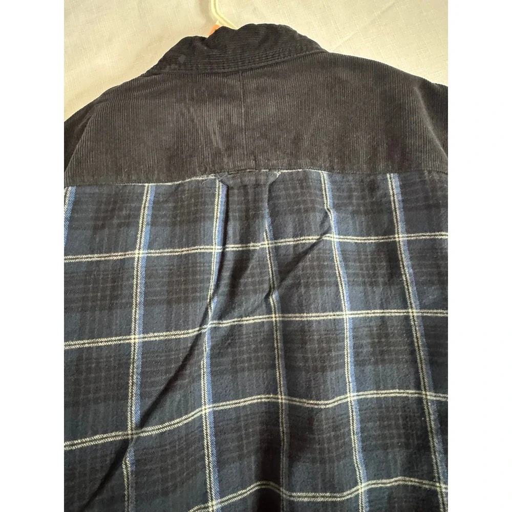 Wolverine Mens XL‎ Sherpa Lined Flannel Jacket Blue Plaid Corduroy Yoke Zip Up